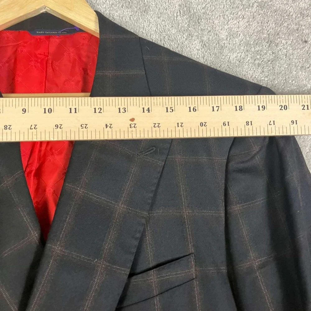 Brooks Brothers Golden Fleece Blazer Mens XL 46 Black Windowpane Double Breasted